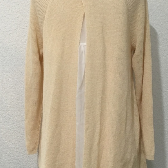 Olivia Sky Women's Tunic Knit Ivory Size Medium Top Shirt Lined Open Back Long S - Picture 3 of 8